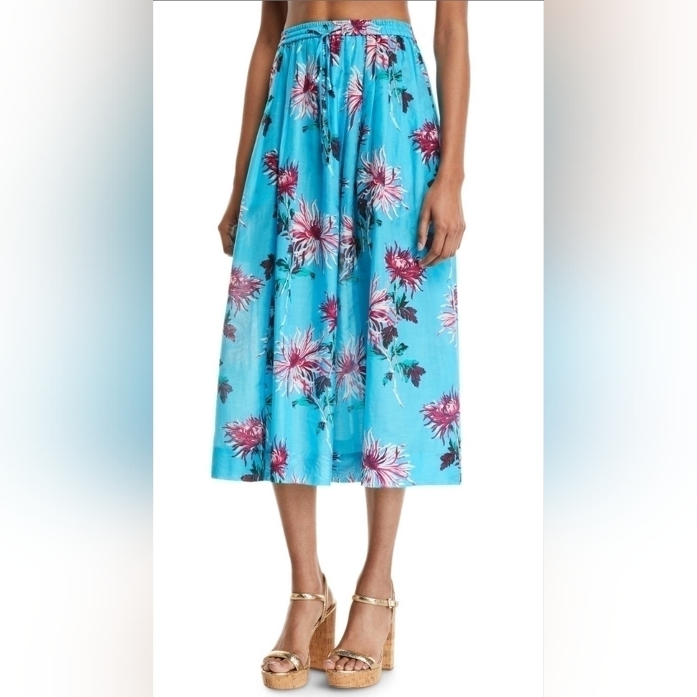 Diane Von Furstenberg Drawstring Floral-Print Coverup Midi Skirt Sz. Sm